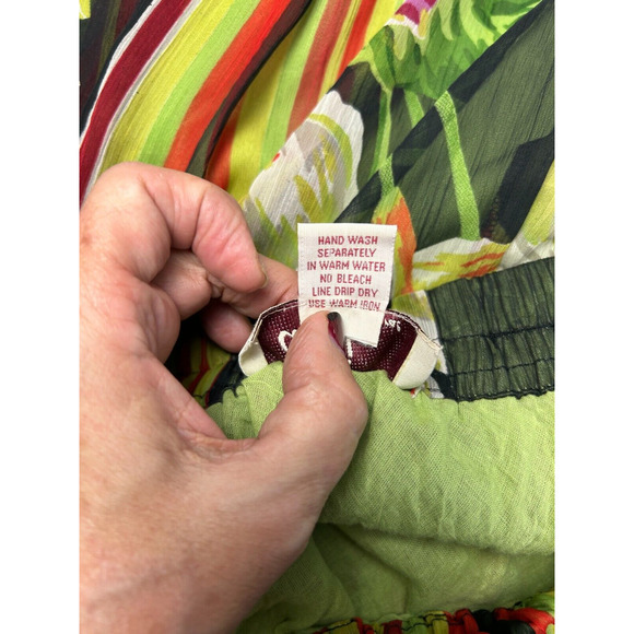 Anu By Natural Maxi Skirt Sz L Black Green Red Floral Stripe Boho Hippie Peasant - Picture 7 of 9